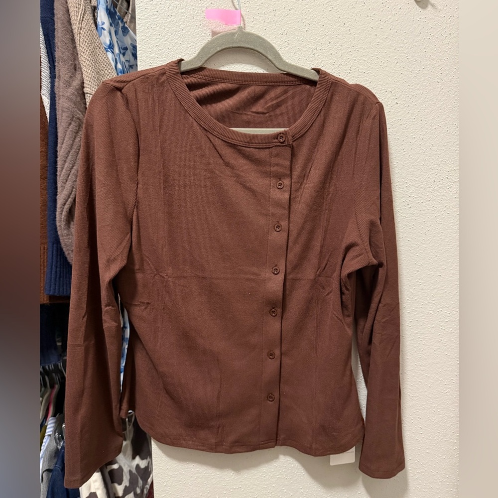 Elegant Brown Button-Down Shirt for Women